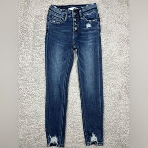 Bridge by Gly Jeans Womens 24 High Rise Ankle Skinny Distressed Button Fly Denim